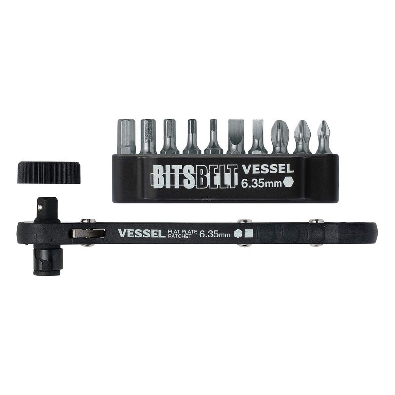 Vessel TD-70 Plate Ratchet Screwdriver Set (Includes 10 Positive, Negative, Hex Bits) - Image 1